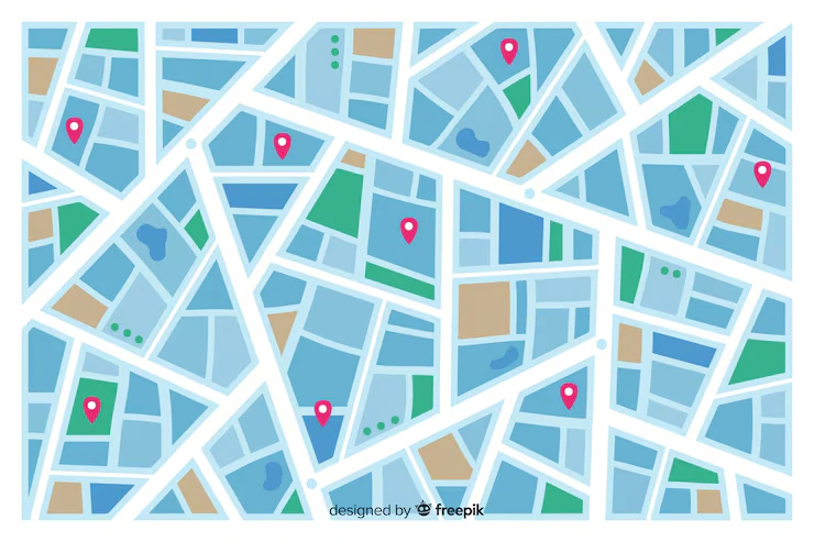 Map showing locations